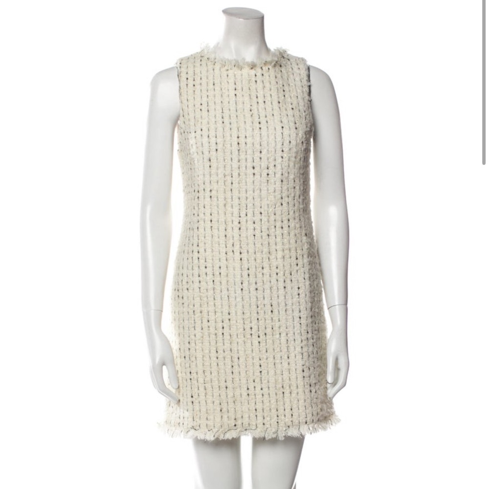 White Metallic Tweed Alice & Olivia Mini Dress